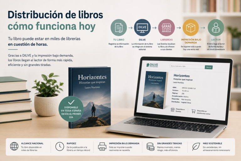 Distribución moderna de libros mediante DILVE e impresión bajo demanda en librerías españolas