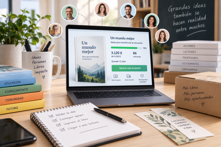 Campaña de crowdfunding de un libro financiada por lectores para conseguir los fondos necesarios para su impresión.